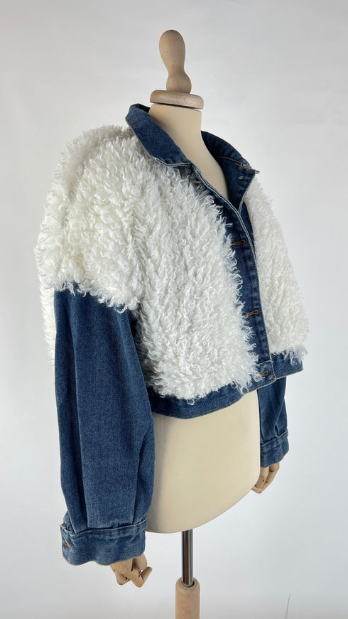 Giacca denim eco-pelliccia