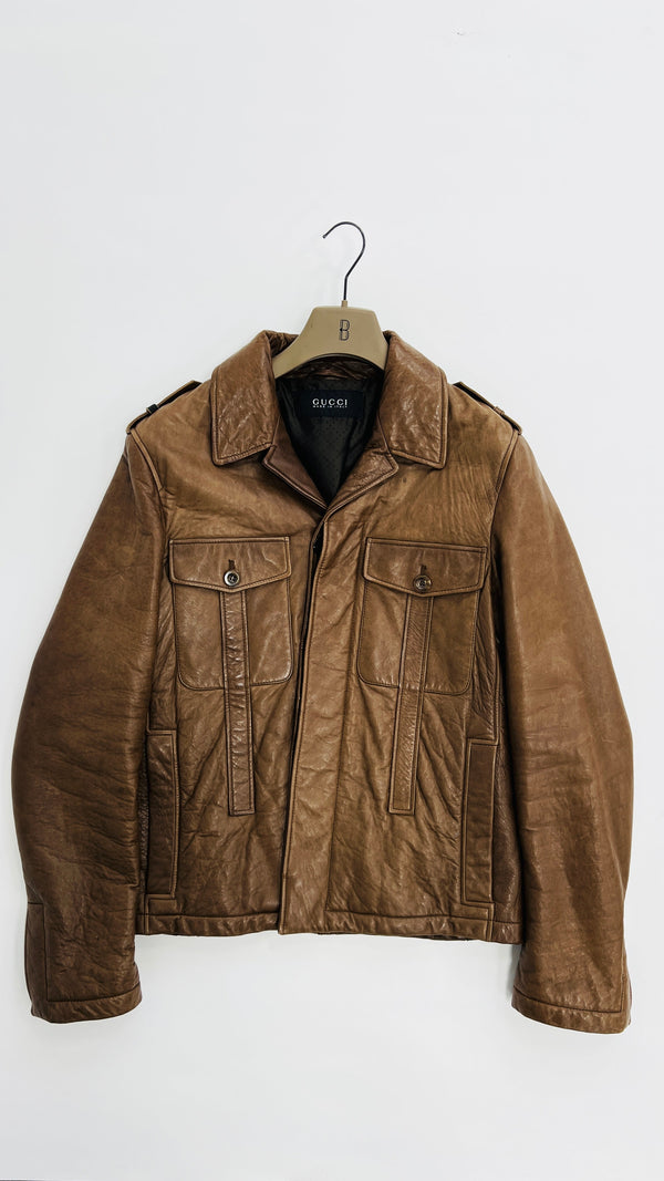 Giacca in pelle marrone