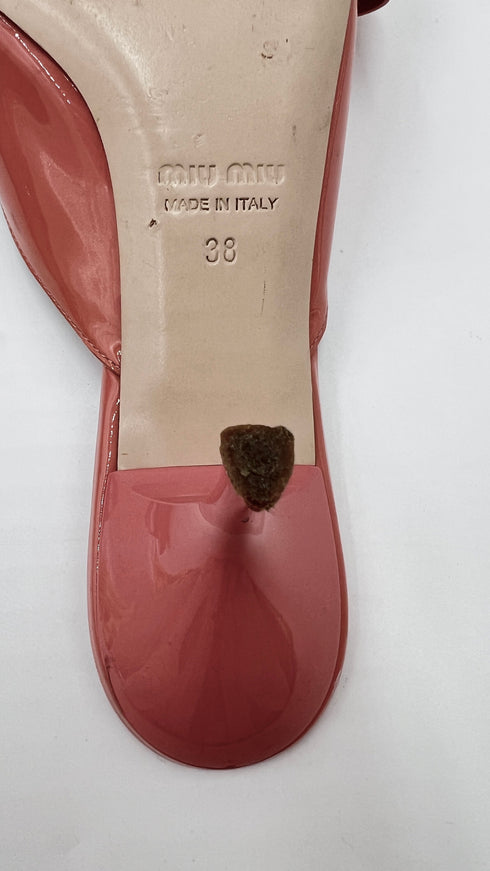 Mules pelle verniciata con fiocco N.38