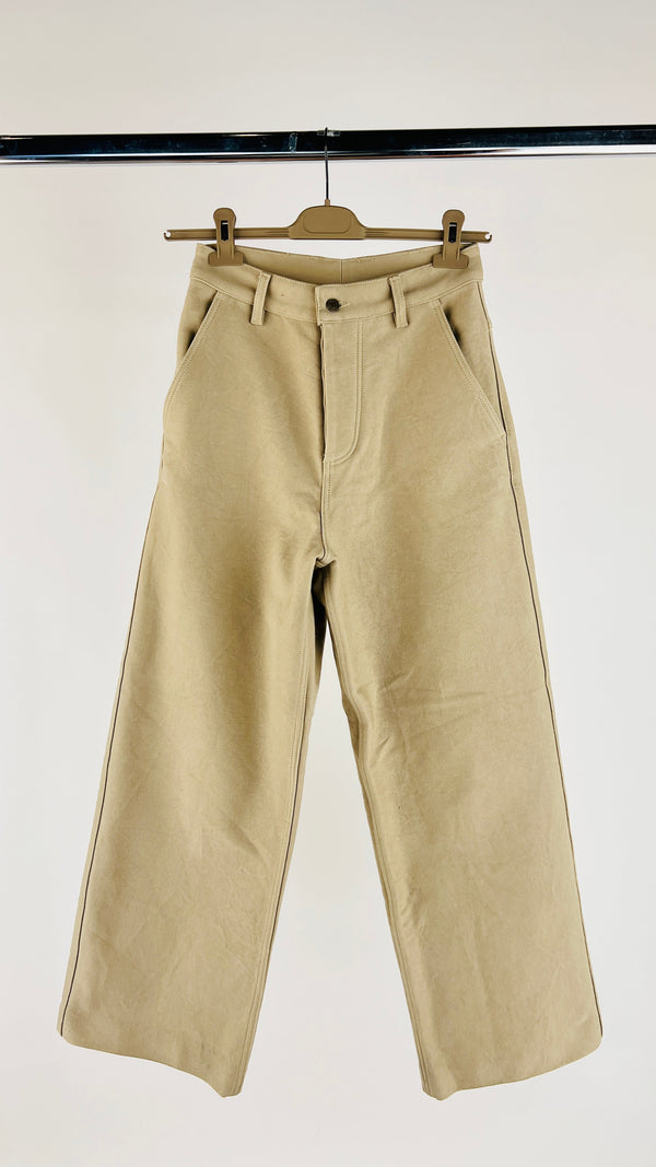 Pantaloni beige a gamba larga