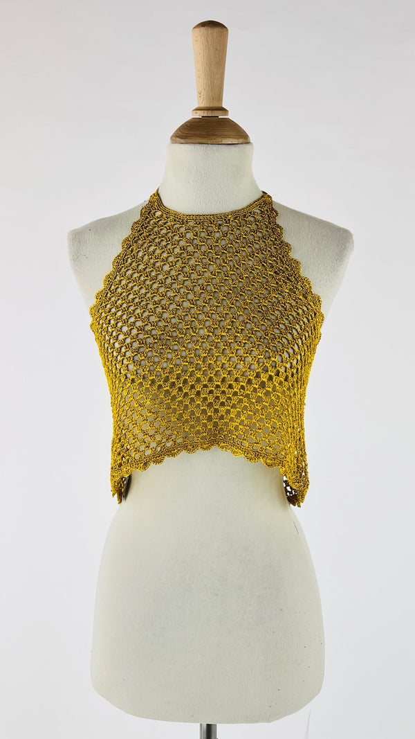 Crop-top crochet oro