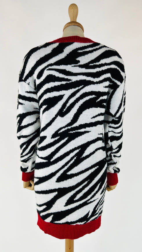 Maglia lunga animalier bordi rossi