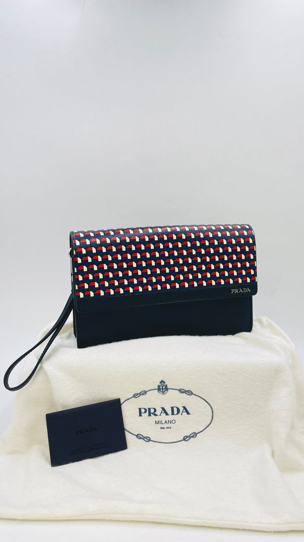 Pochette geometrica saffiano