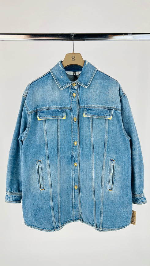 Camicia denim oversized con cartellino