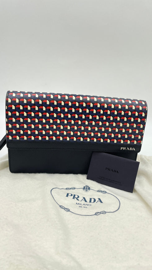 Pochette geometrica saffiano