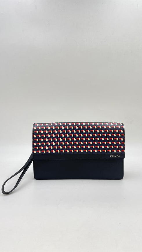 Pochette geometrica saffiano