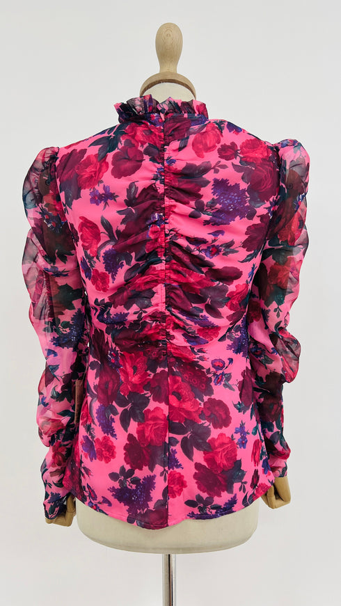 Blusa fiori drappeggiata