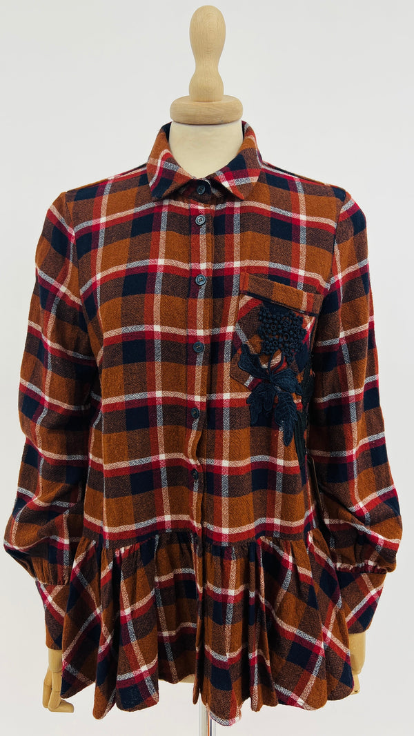 Camicia tartan ricamata