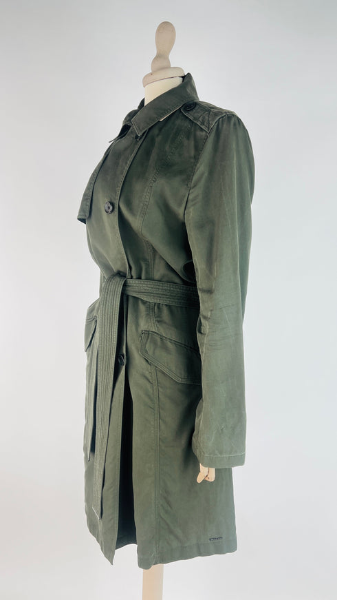 Trench verde sfoderato