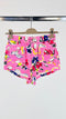 Shorts floreali bottoni decorativi