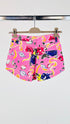 Shorts floreali bottoni decorativi