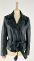 Biker in pelle nero