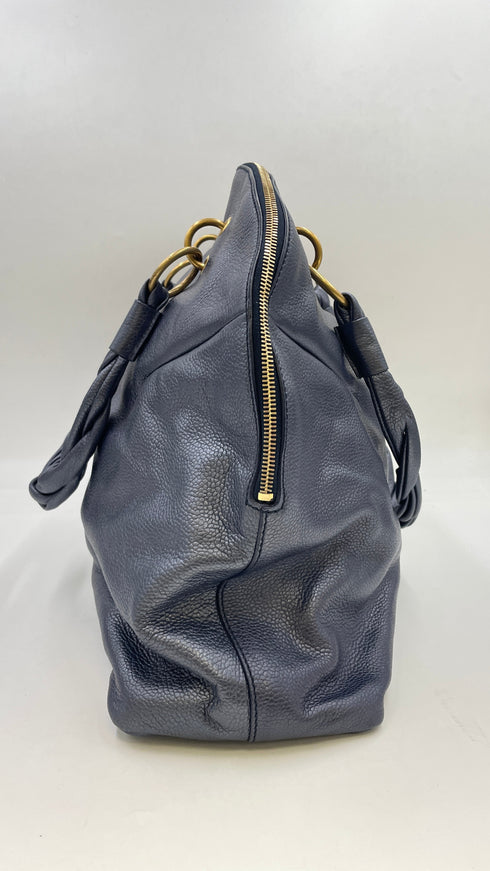 Borsa pelle metallizzata