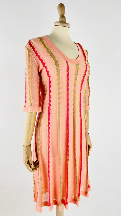 Abito midi in maglia a righe