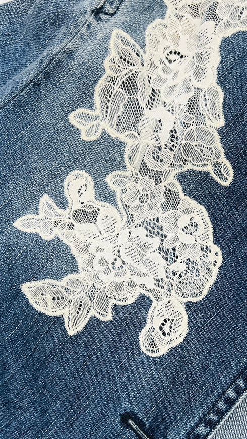 Giacca denim pizzo