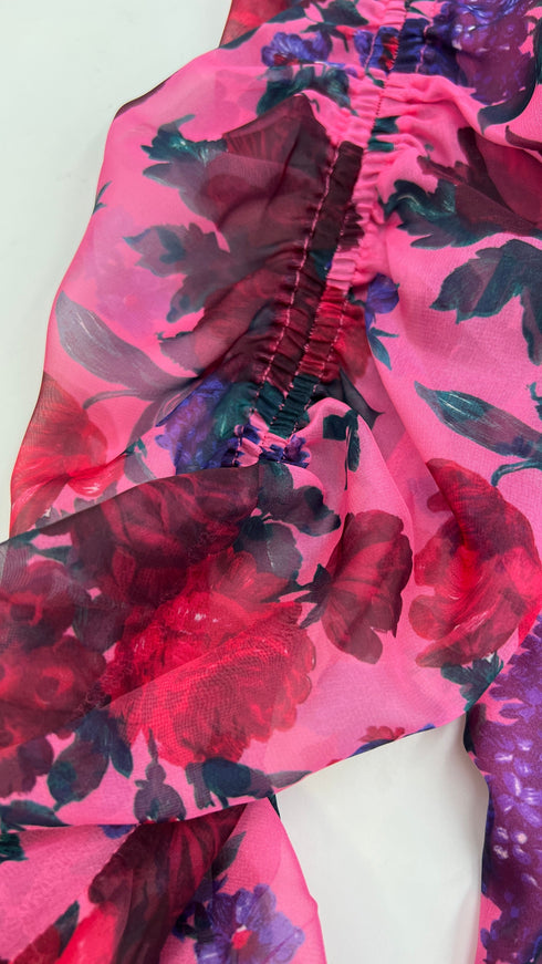 Blusa fiori drappeggiata