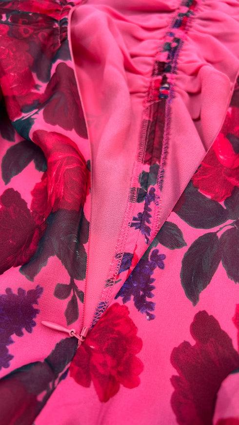 Blusa fiori drappeggiata