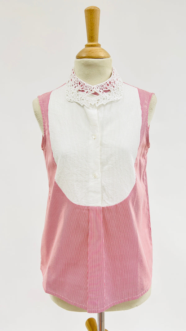 Camicia smanicata a righe