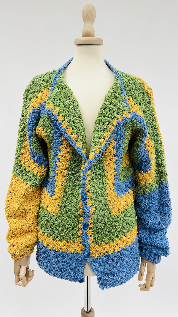 Cardigan crochet colorblock