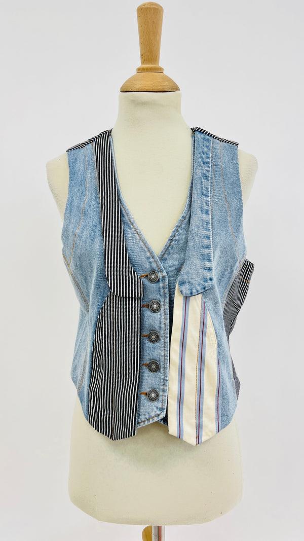 Gilet patchwork con cartellino