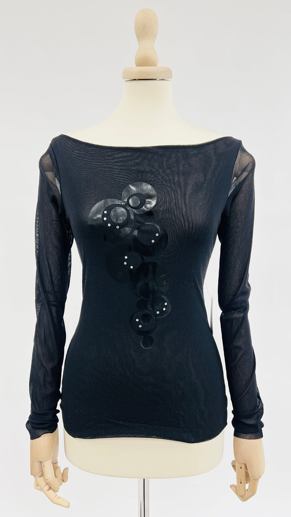 Longsleeve in tulle stampato