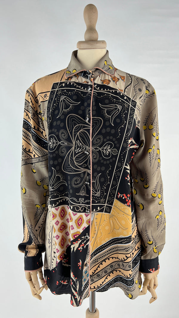 Camicia lunga in seta stampata