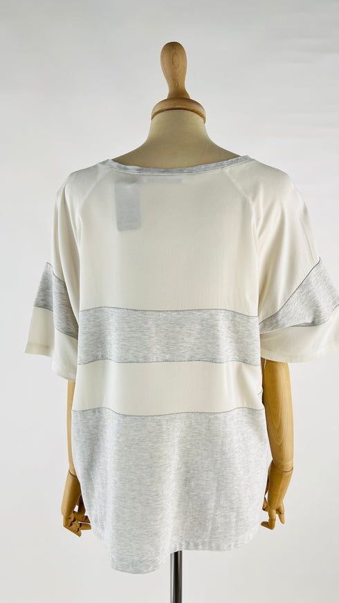 Maglia inserti seta e strass
