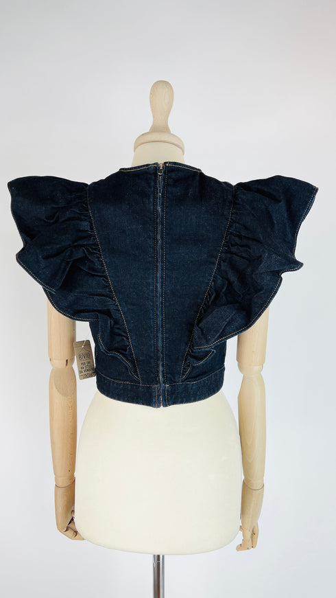 Top cropped in denim