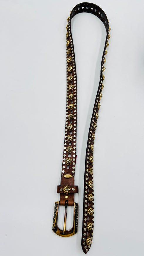 Cintura borchiata a fiori