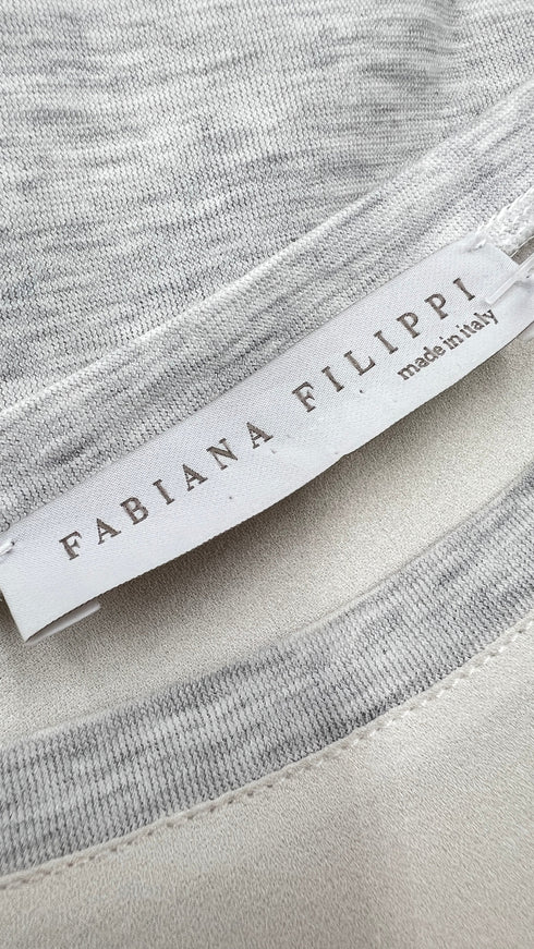 Maglia inserti seta e strass