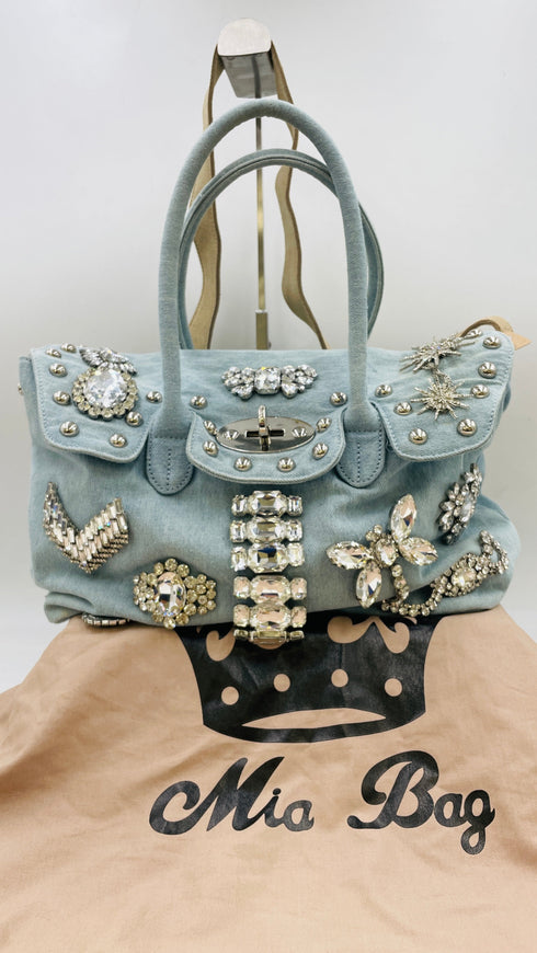 Borsa denim e strass
