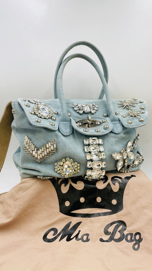 Borsa denim e strass