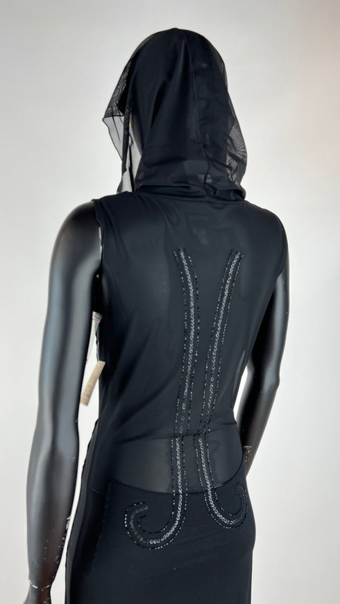 Abito lungo nero con cartellino