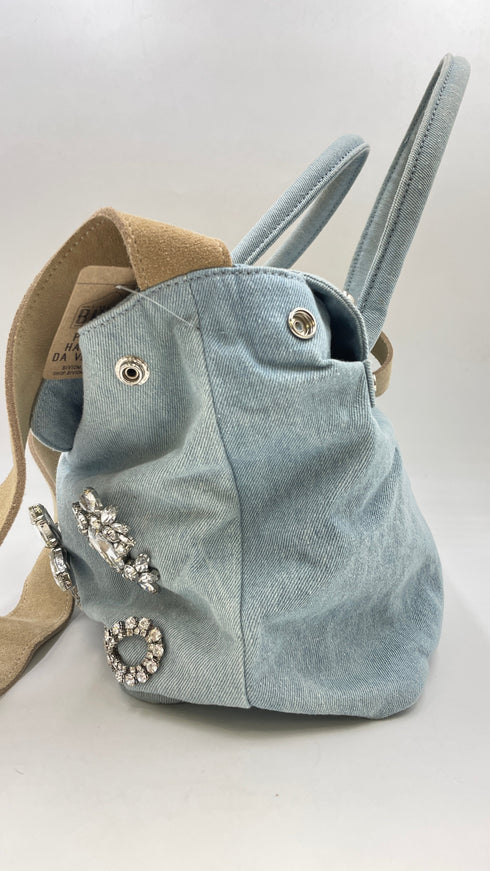 Borsa denim e strass