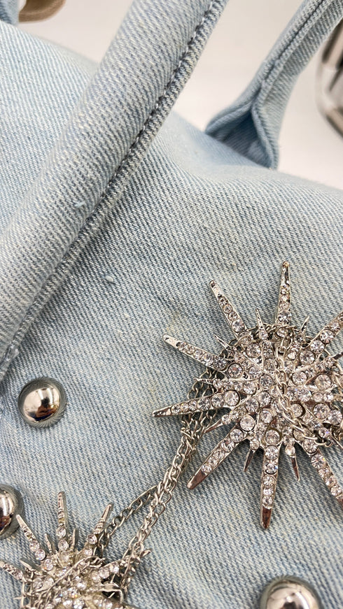 Borsa denim e strass