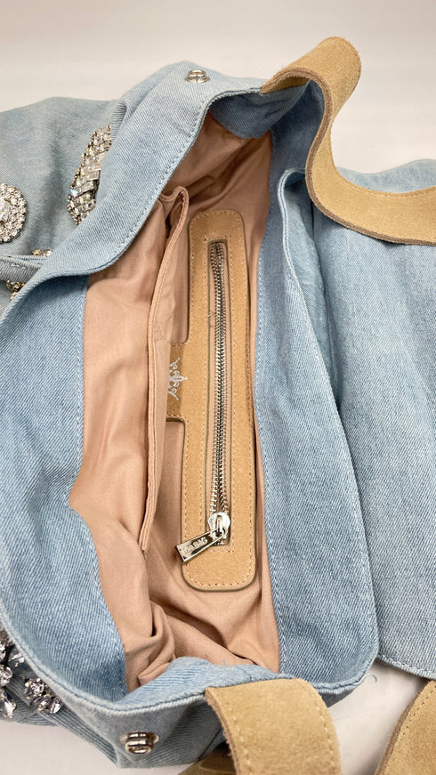 Borsa denim e strass
