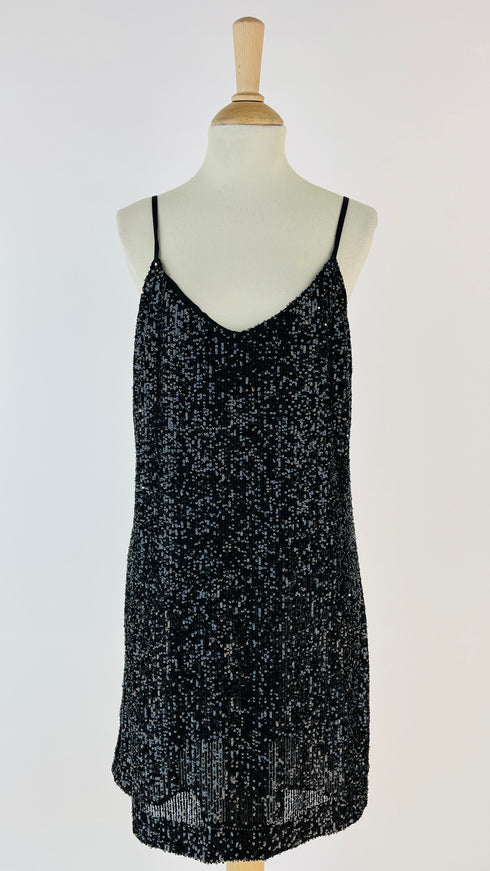 Slip dress nero con paillettes