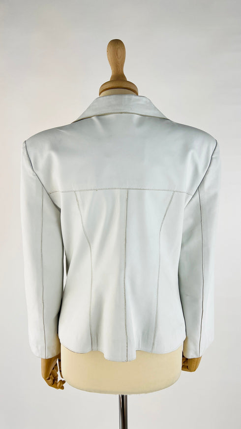 Giacca bianca in pelle