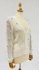 Cardigan a rete con pon-pon DORosi