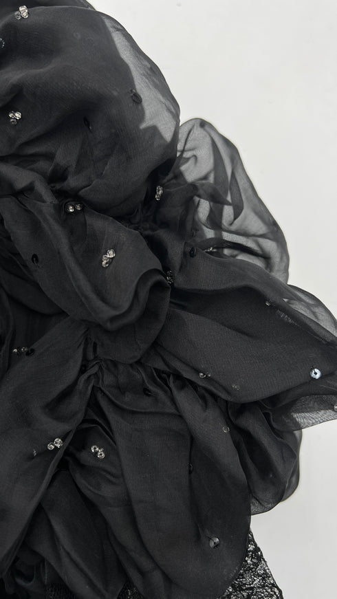 Abito lungo maxi spalle