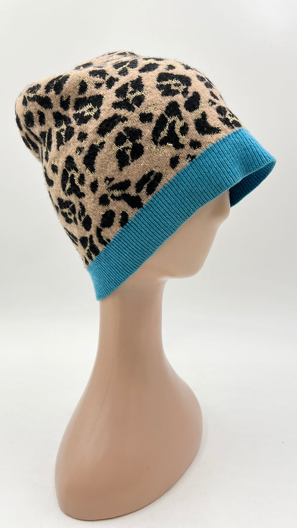 Cappello animalier banda azzurra