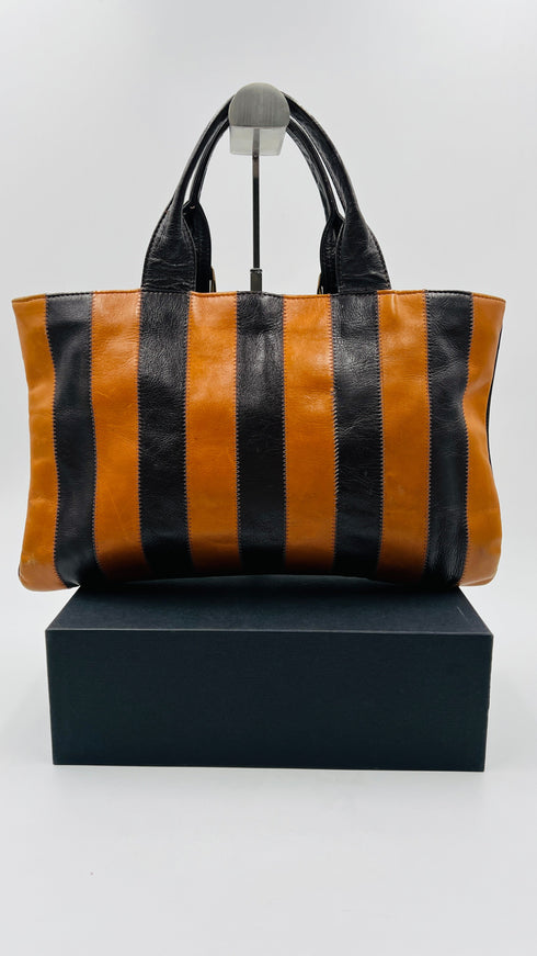 Borsa pelle a righe