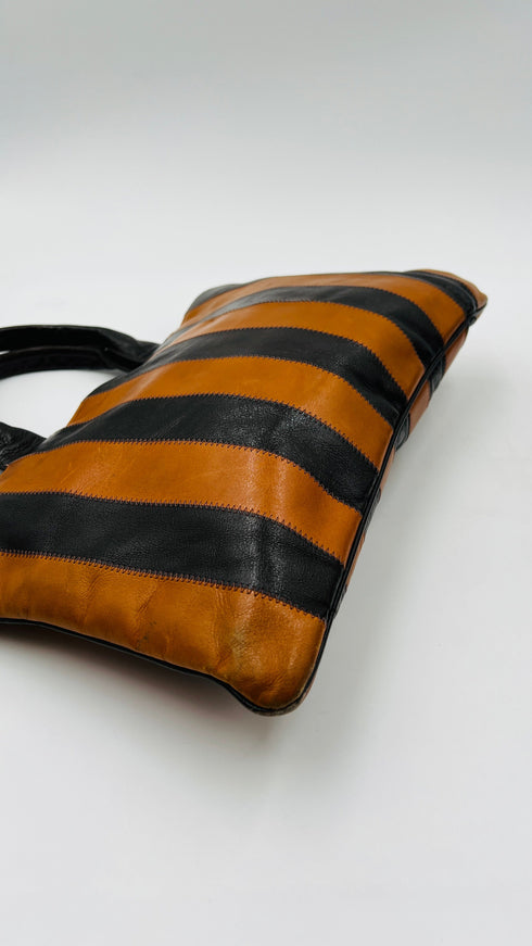 Borsa pelle a righe