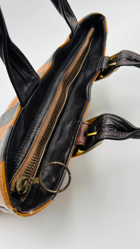 Borsa pelle a righe