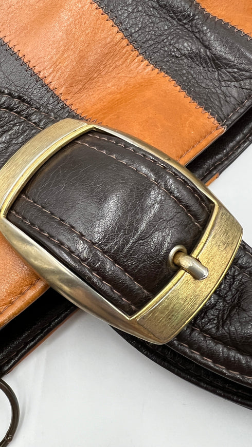 Borsa pelle a righe