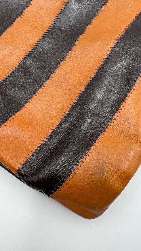 Borsa pelle a righe