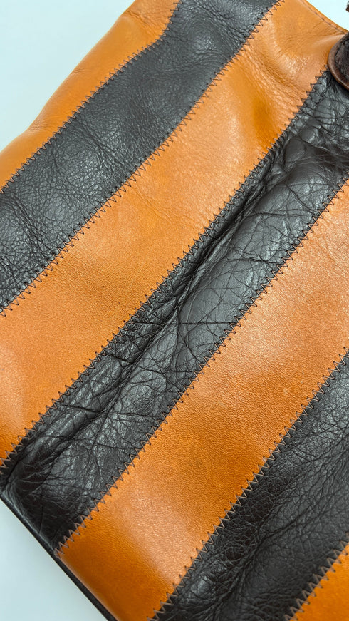 Borsa pelle a righe
