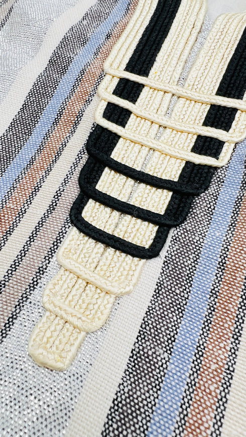 Blusa a righe lurex con cartellino