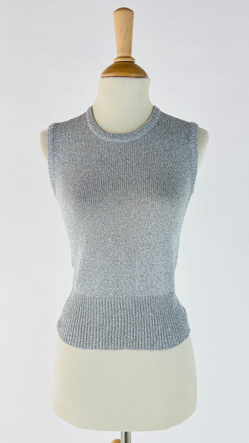 Top argento girocollo