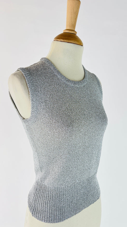 Top argento girocollo
